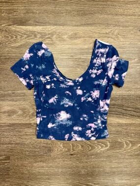 Lululemon Tie Dye Cropped Tee Scoop Neck Short Sleeve Active Top Size Small